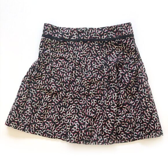 Ann Taylor Loft Black Red Geometric Pleated Circle Skirt Sz 6 - Picture 3 of 7